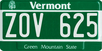 VT license plate ZOV625