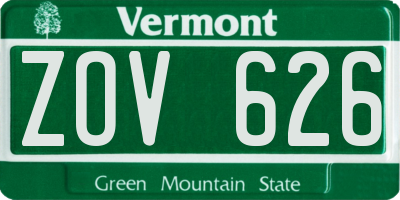 VT license plate ZOV626