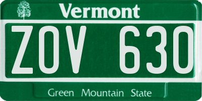 VT license plate ZOV630