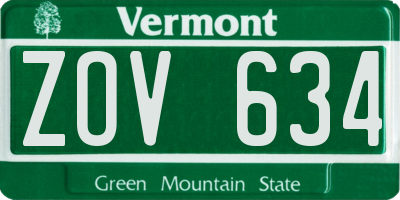 VT license plate ZOV634