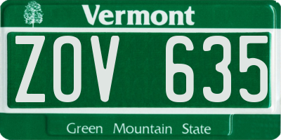VT license plate ZOV635