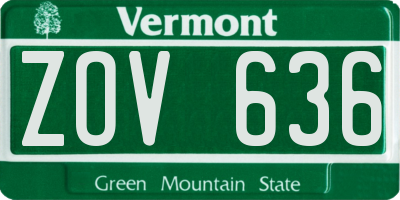 VT license plate ZOV636