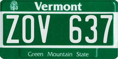 VT license plate ZOV637
