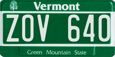 VT license plate ZOV640