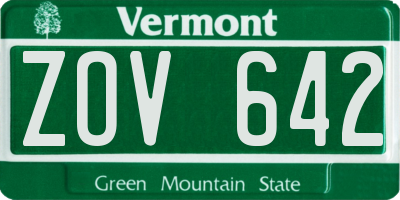 VT license plate ZOV642