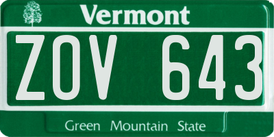 VT license plate ZOV643