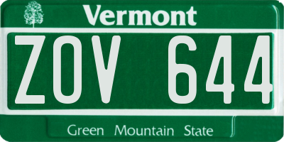 VT license plate ZOV644