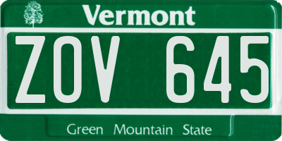 VT license plate ZOV645