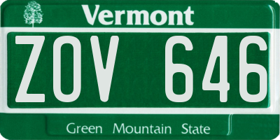 VT license plate ZOV646