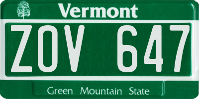 VT license plate ZOV647