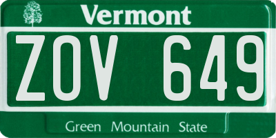 VT license plate ZOV649