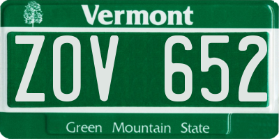 VT license plate ZOV652