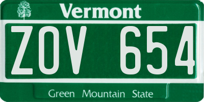 VT license plate ZOV654