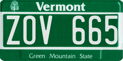 VT license plate ZOV665