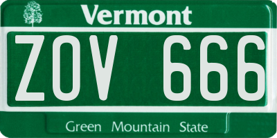 VT license plate ZOV666