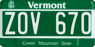 VT license plate ZOV670