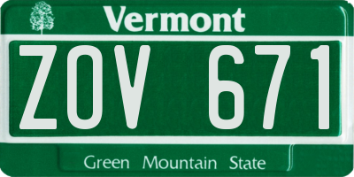 VT license plate ZOV671