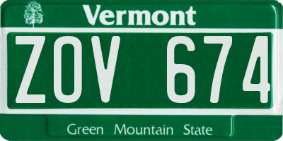 VT license plate ZOV674