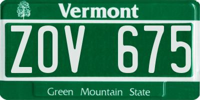 VT license plate ZOV675