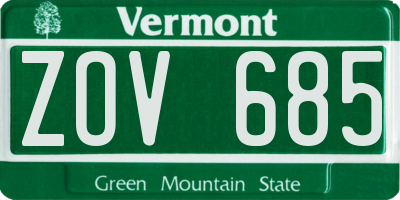 VT license plate ZOV685