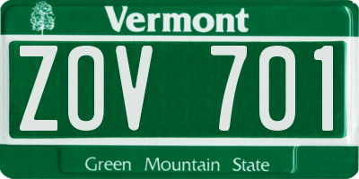 VT license plate ZOV701