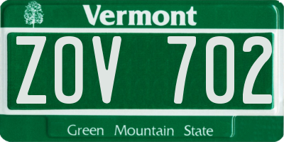 VT license plate ZOV702