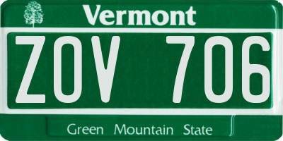 VT license plate ZOV706