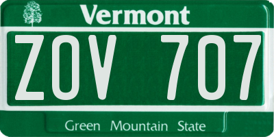 VT license plate ZOV707