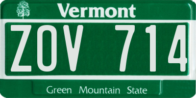 VT license plate ZOV714