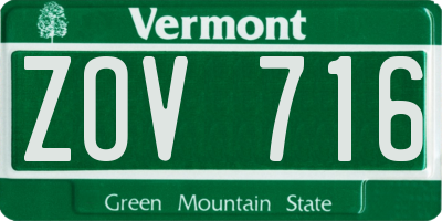VT license plate ZOV716