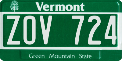 VT license plate ZOV724