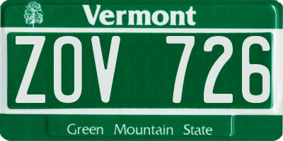 VT license plate ZOV726