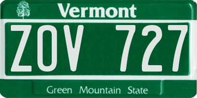 VT license plate ZOV727