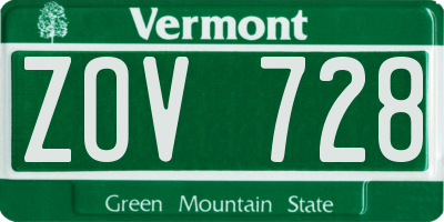 VT license plate ZOV728