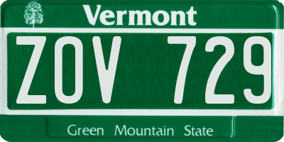 VT license plate ZOV729