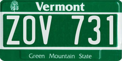 VT license plate ZOV731