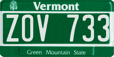 VT license plate ZOV733