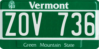 VT license plate ZOV736