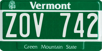 VT license plate ZOV742