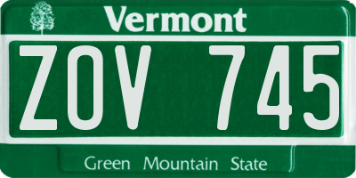 VT license plate ZOV745