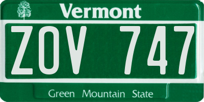 VT license plate ZOV747