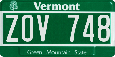 VT license plate ZOV748