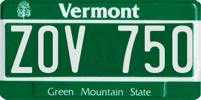 VT license plate ZOV750