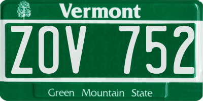 VT license plate ZOV752