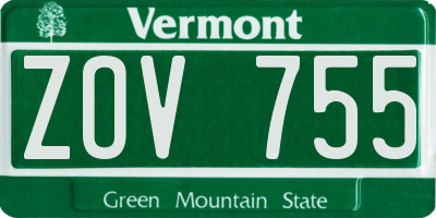 VT license plate ZOV755