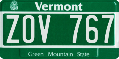 VT license plate ZOV767