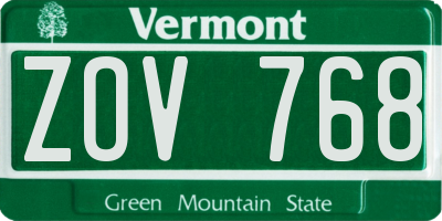 VT license plate ZOV768