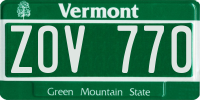 VT license plate ZOV770