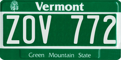 VT license plate ZOV772
