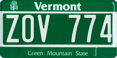 VT license plate ZOV774
